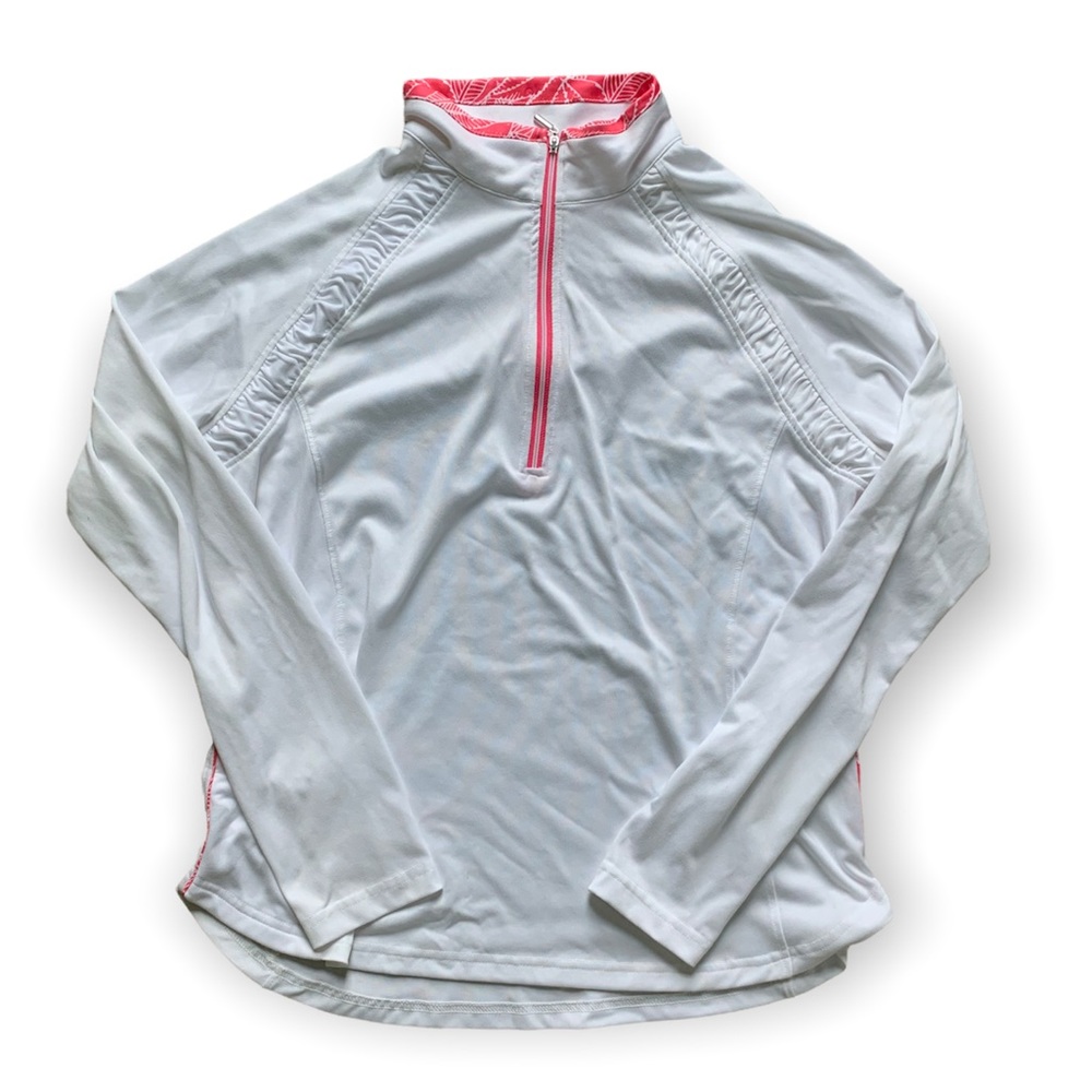 Pebble Beach Dry Luxe Performance White Lightweight Quarter Zip Long Sleeve L